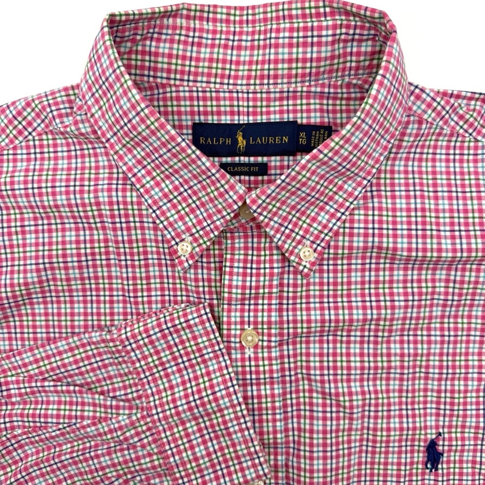 Ralph Lauren Classic Fit Men's Long Sleeve Button Down Pink Striped XL